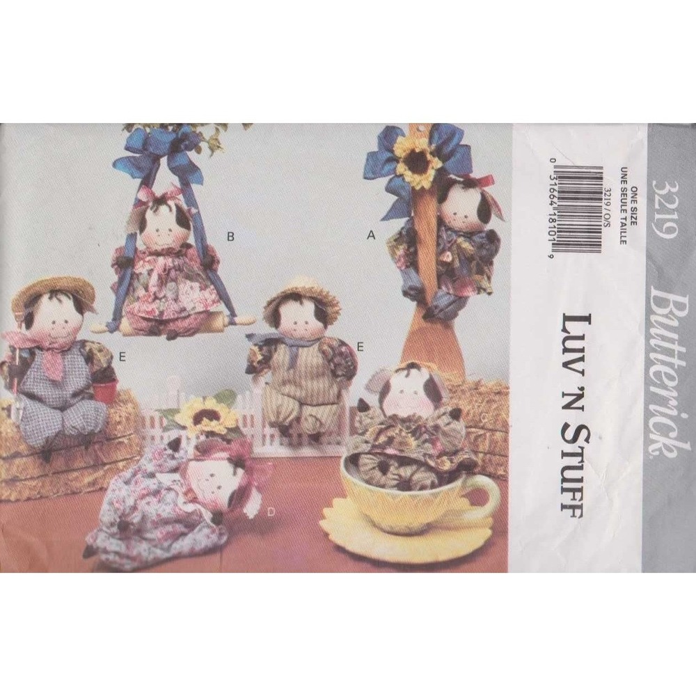 Butterick Sewing Pattern 3219 Poisies Moo Vable Cows Luv N Stuff